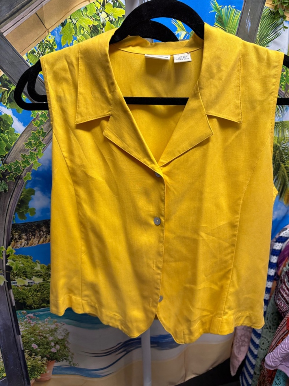 Edward Sleeveless Button-Front Women’s Top in Mustard Yellow